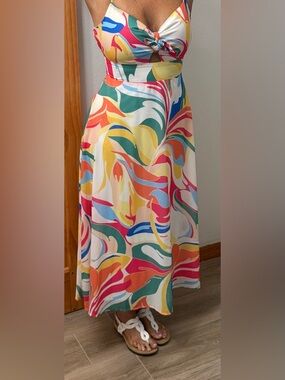 Flying Tomato Multicolor Abstract Wave Midi/Maxi Dress